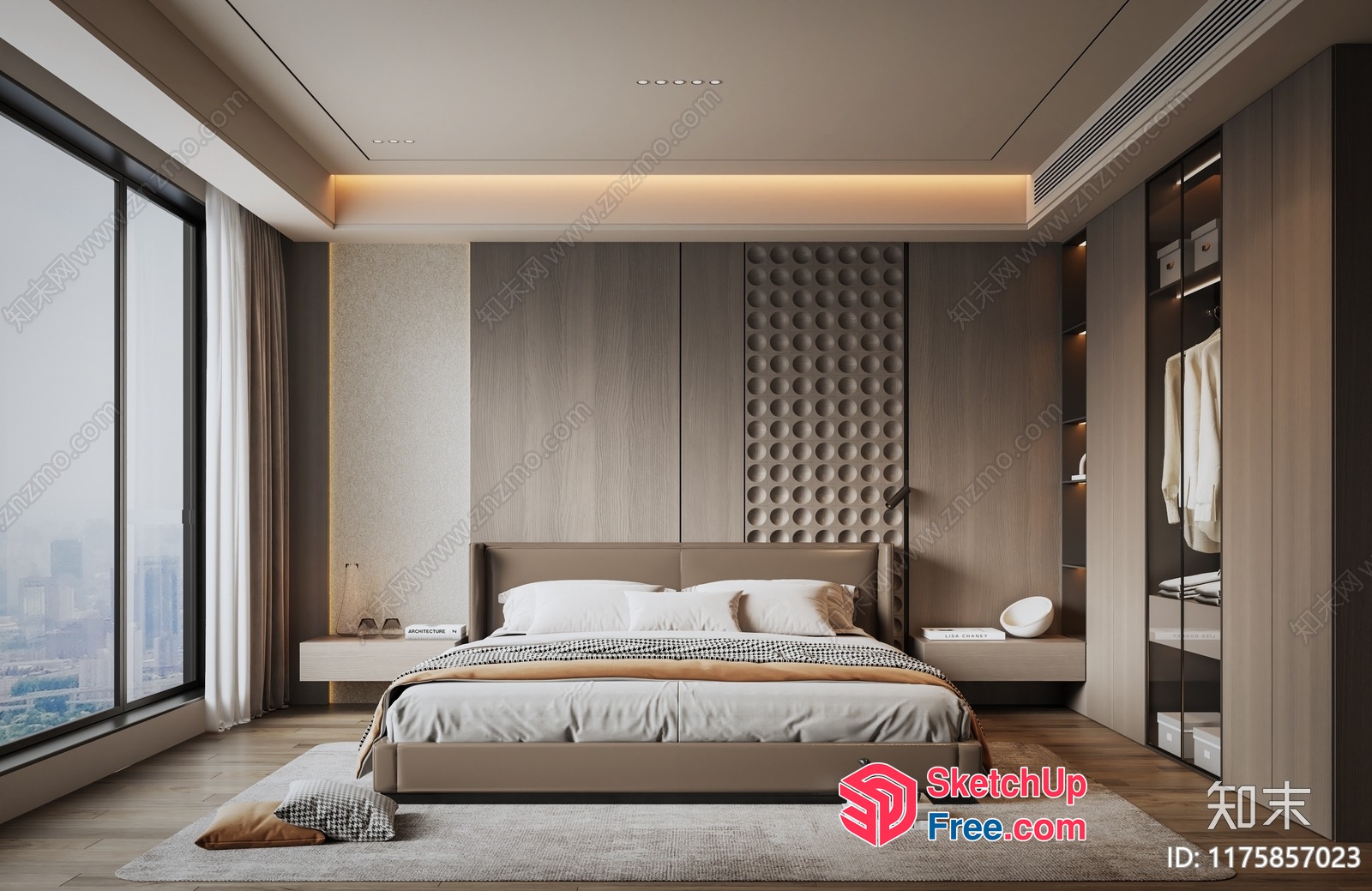 Minimalist Bedroom With Modern Furniture And Neutral Color Scheme 3D SketchUp File