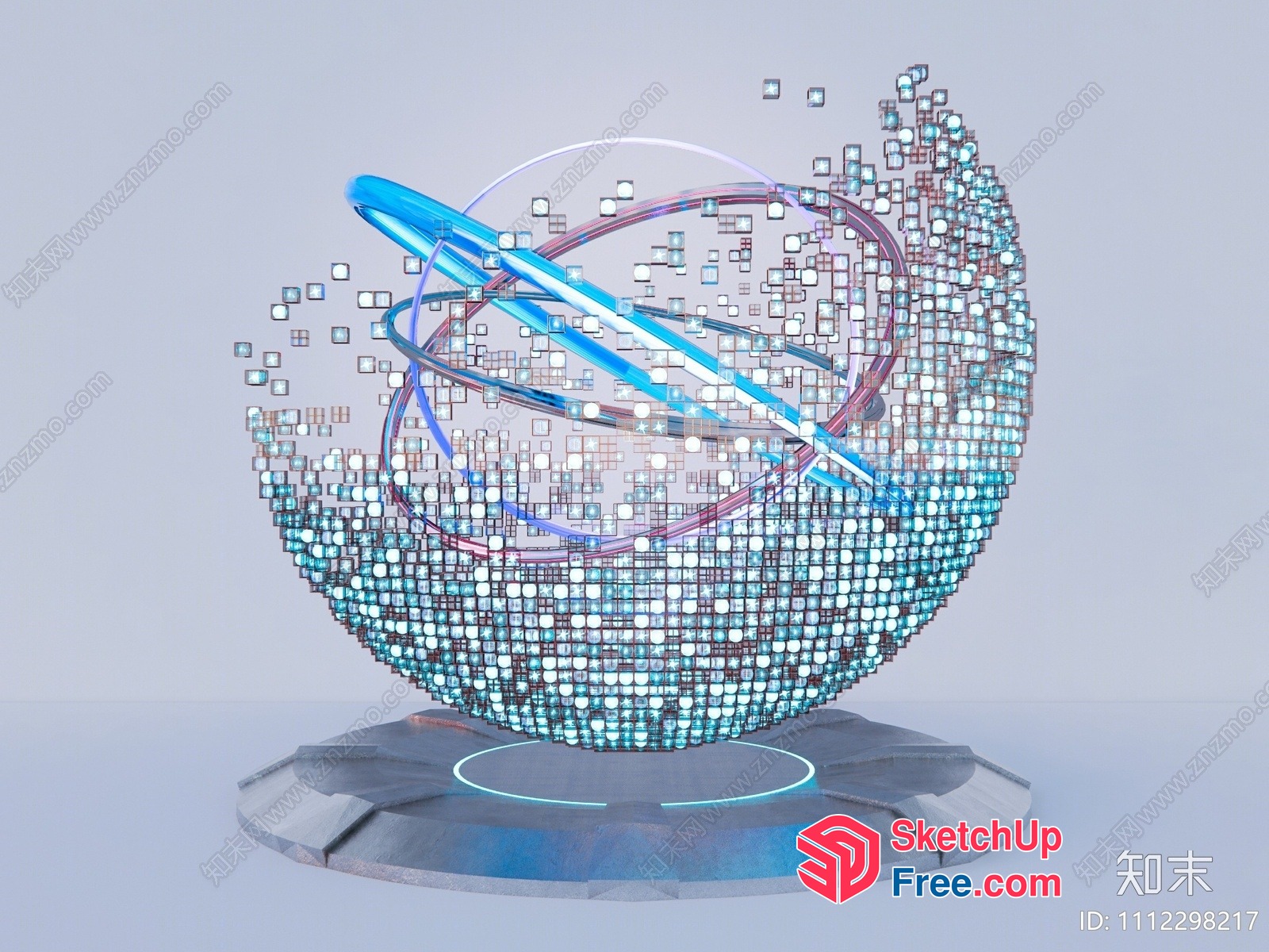 Futuristic Digital Sphere On A Transparent Platform 3D SketchUp File