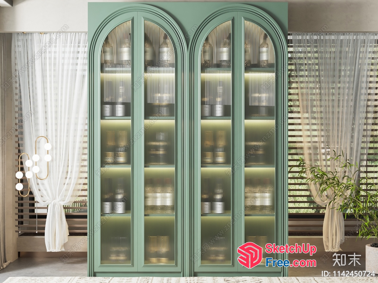 Elegant Glass Cabinet In A Modern Living Room 3D SketchUp File