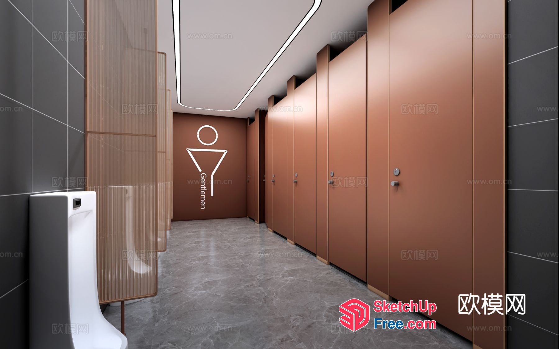 Modern Bathroom Interior With Gentleman Sign 3D SketchUp File
