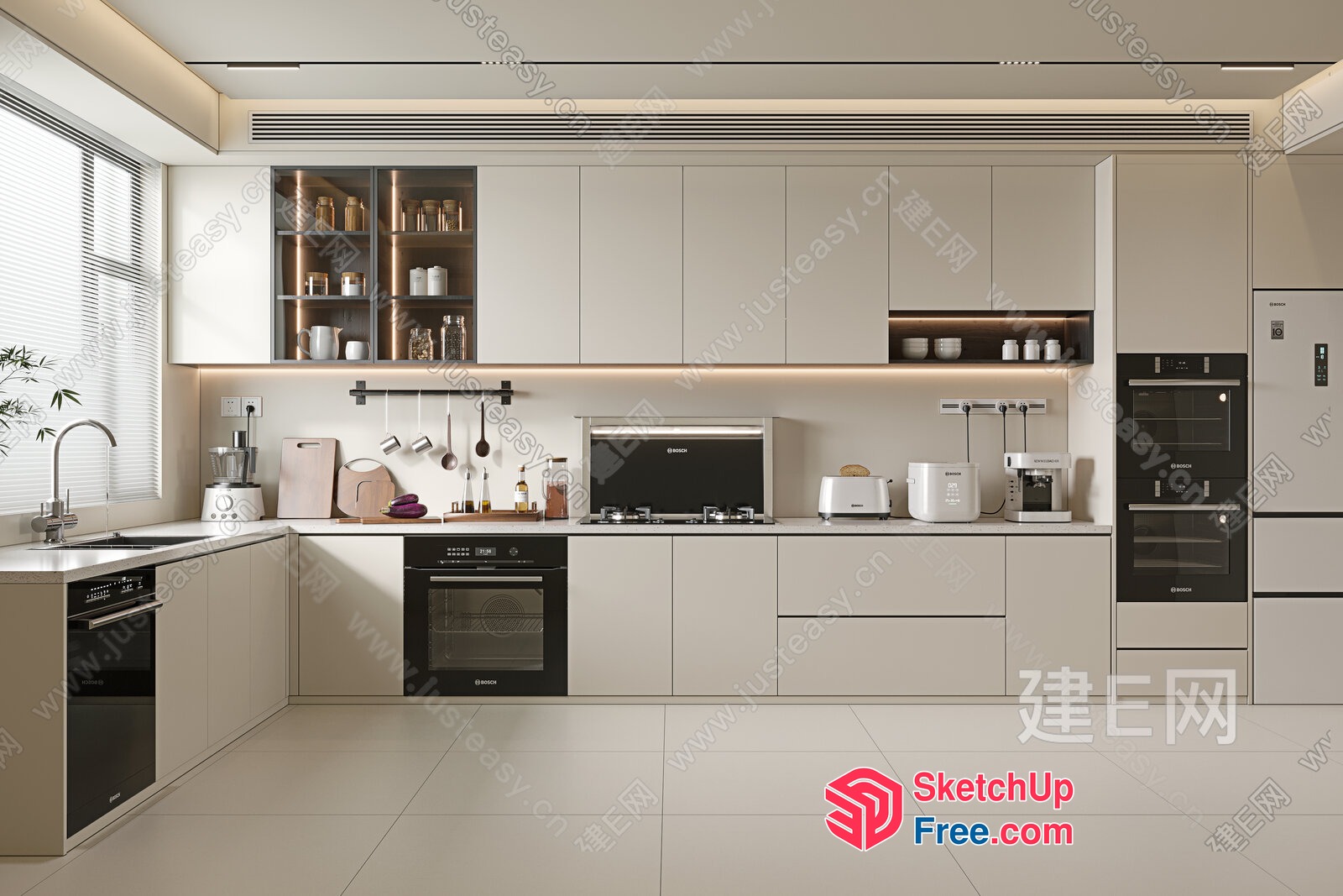 Modern Kitchen With Sleek Appliances And Neutral Tones 3D SketchUp File