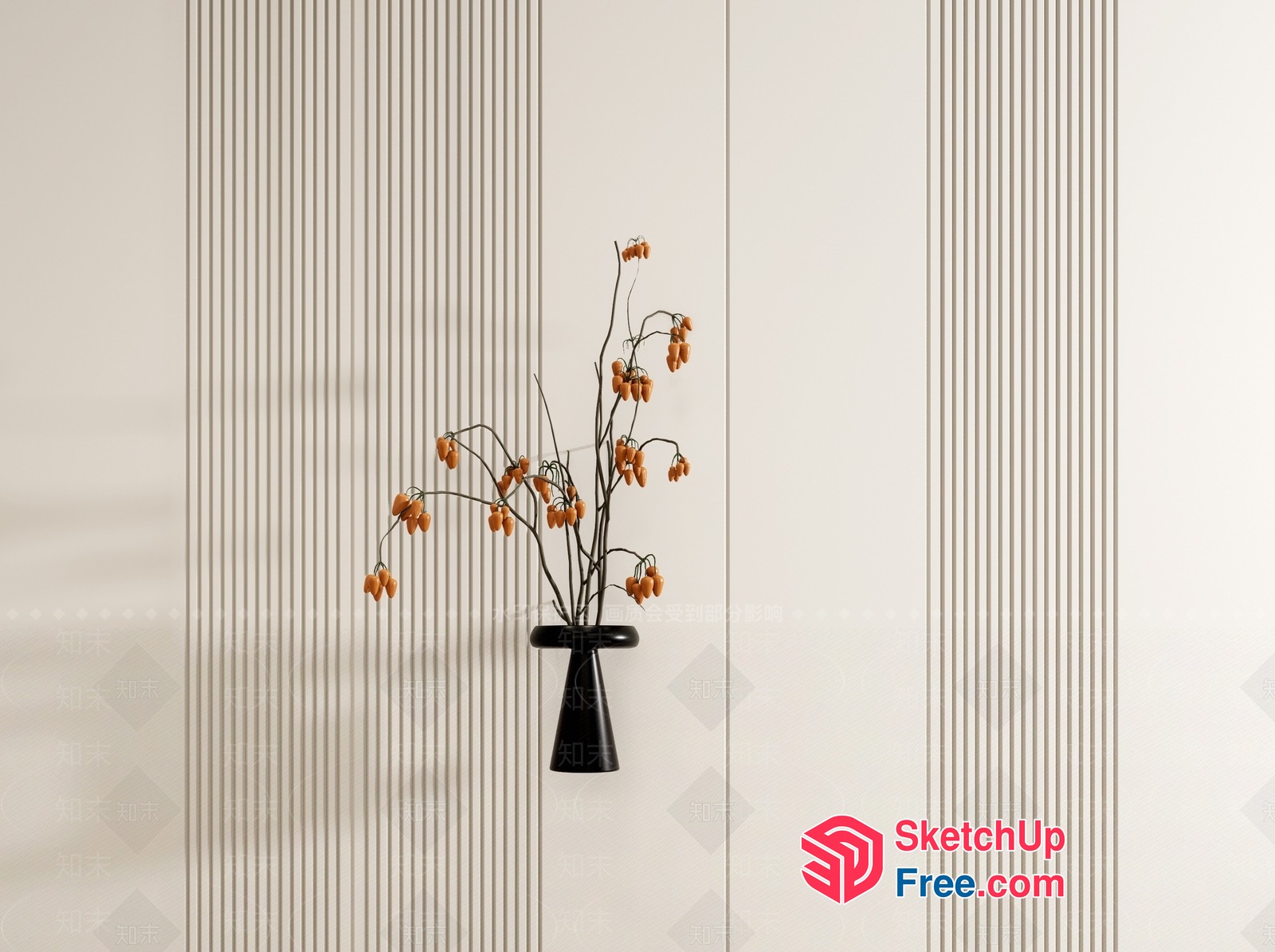 Elegant Japanese-Inspired Floral Arrangement 3D SketchUp File