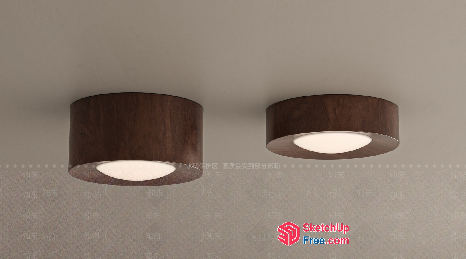 Two Modern Brown Ceiling Lights 3D SketchUp File
