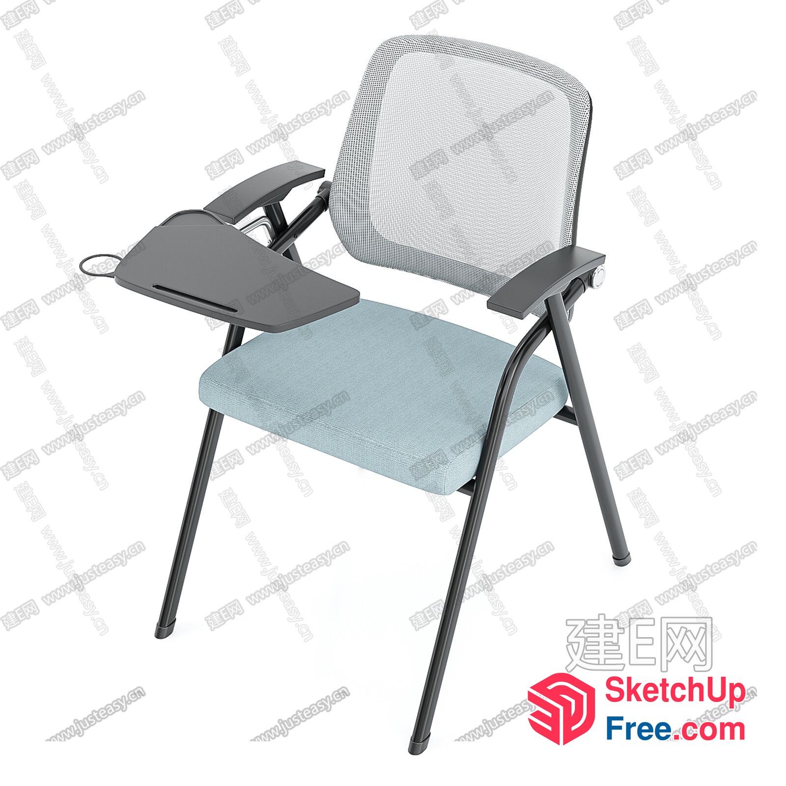 Modern Office Chair With Built-In Desk And Armrests 3D SketchUp File