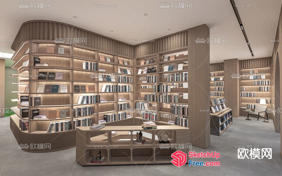 Modern Library Interior Design 3D SketchUp File