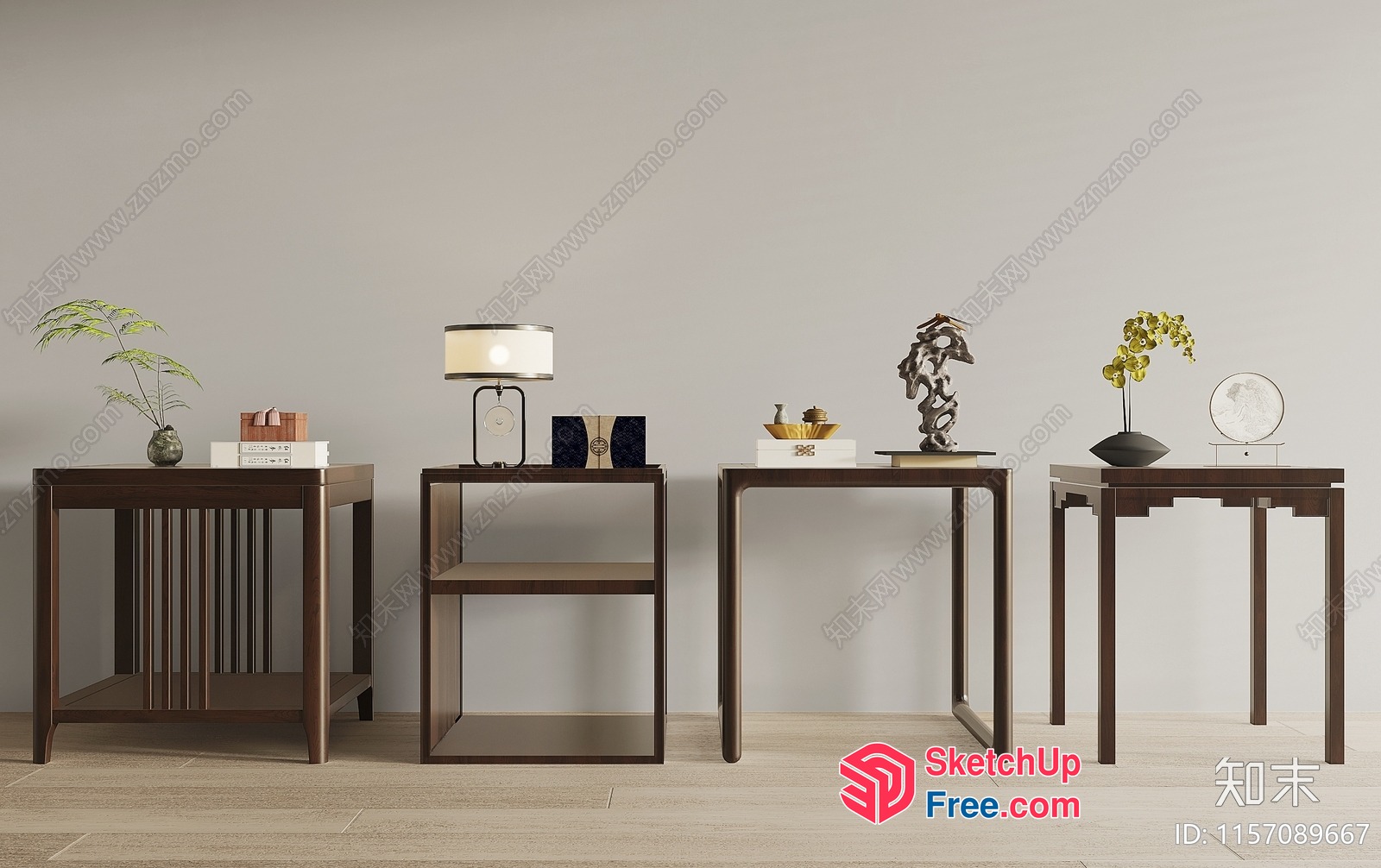 Modern Furniture Arrangement With Variety Of Tables And Decorations 3D SketchUp File