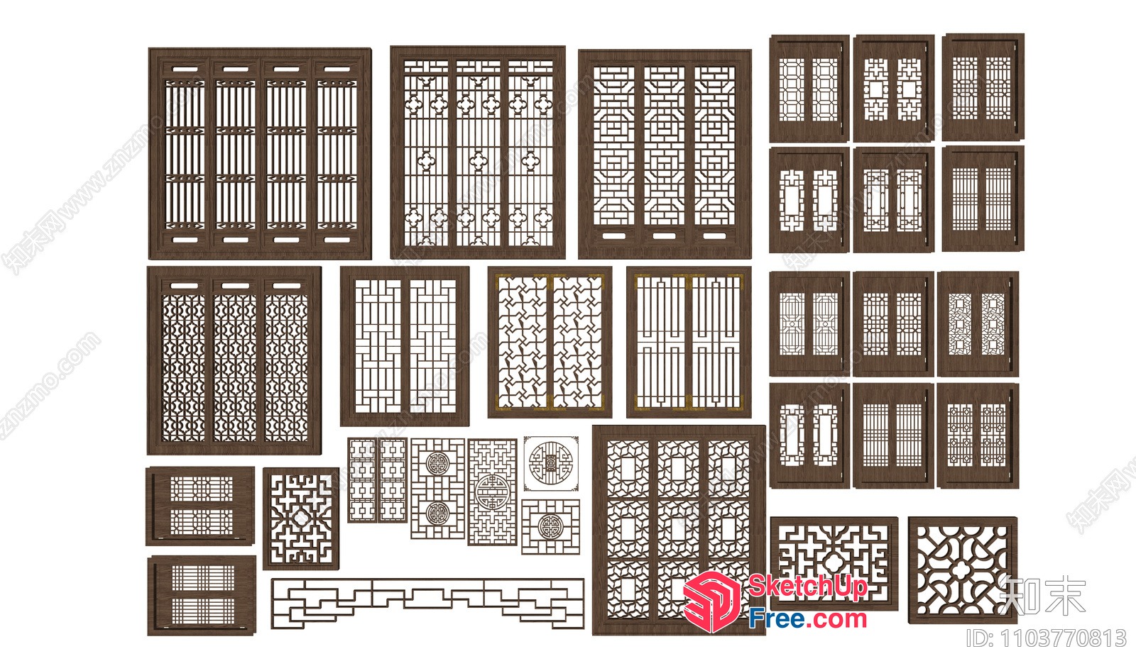Traditional Asian Window And Door Decorations 3D SketchUp File