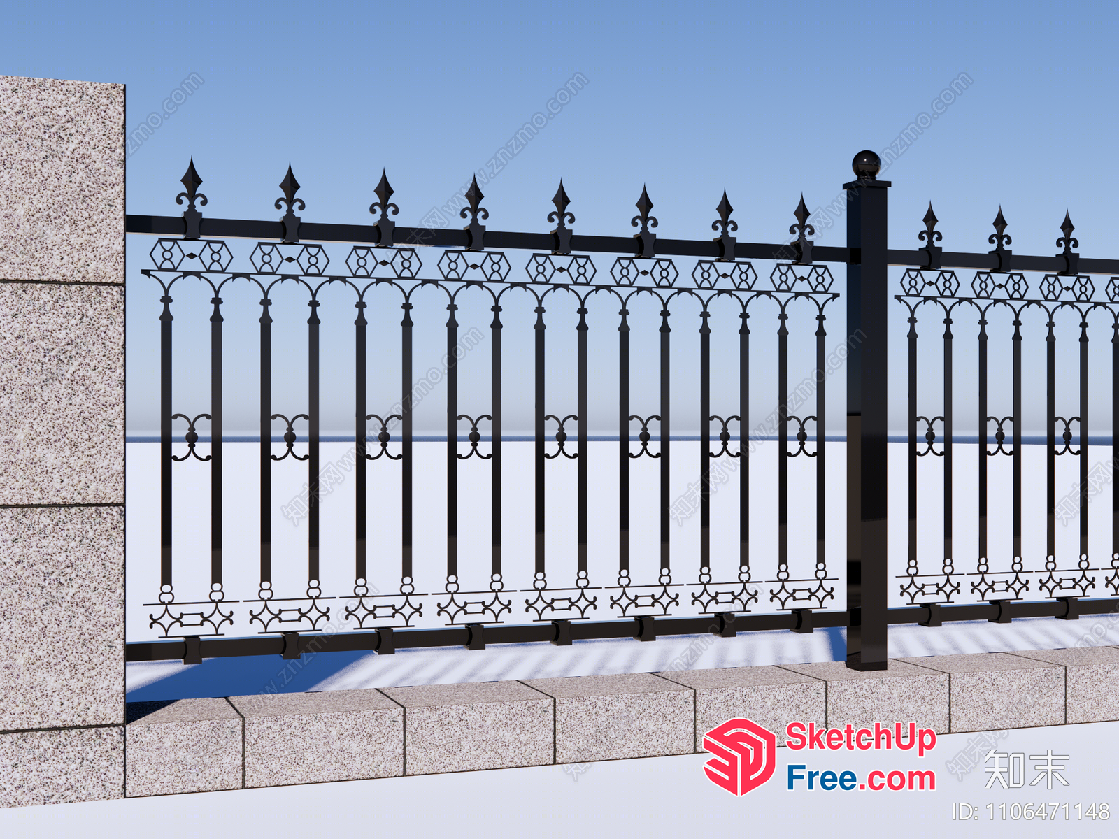 Ornate Black Metal Railing 3D SketchUp File