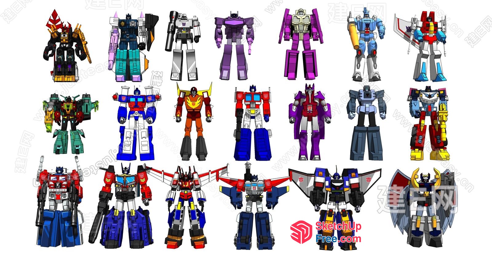 Transformers Robots In A Row 3D SketchUp File