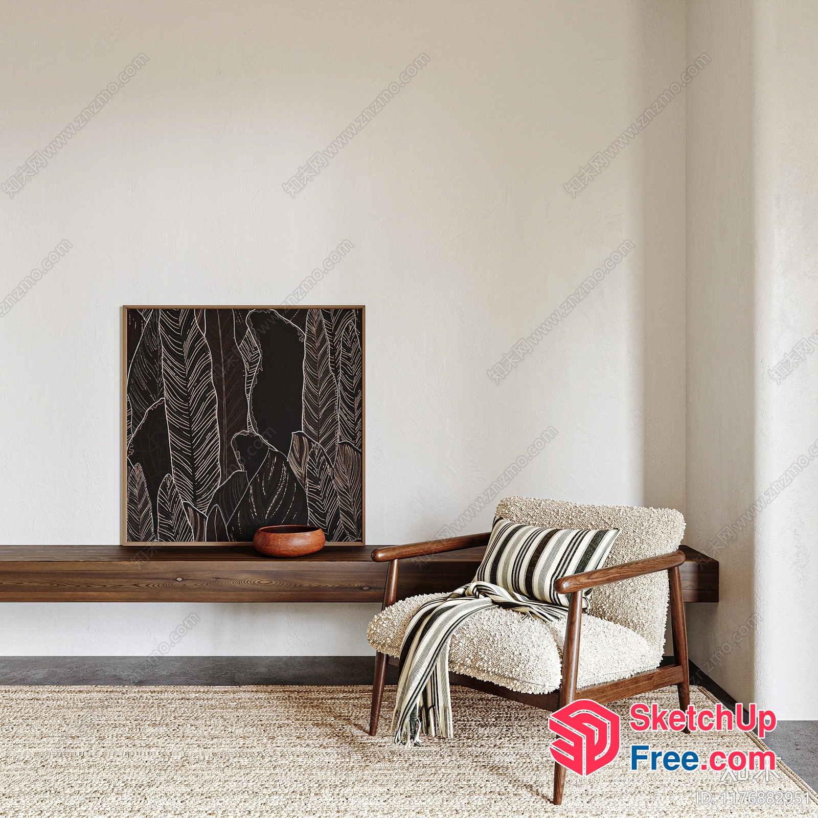 Cozy Minimalist Living Room Interior 3D SketchUp File