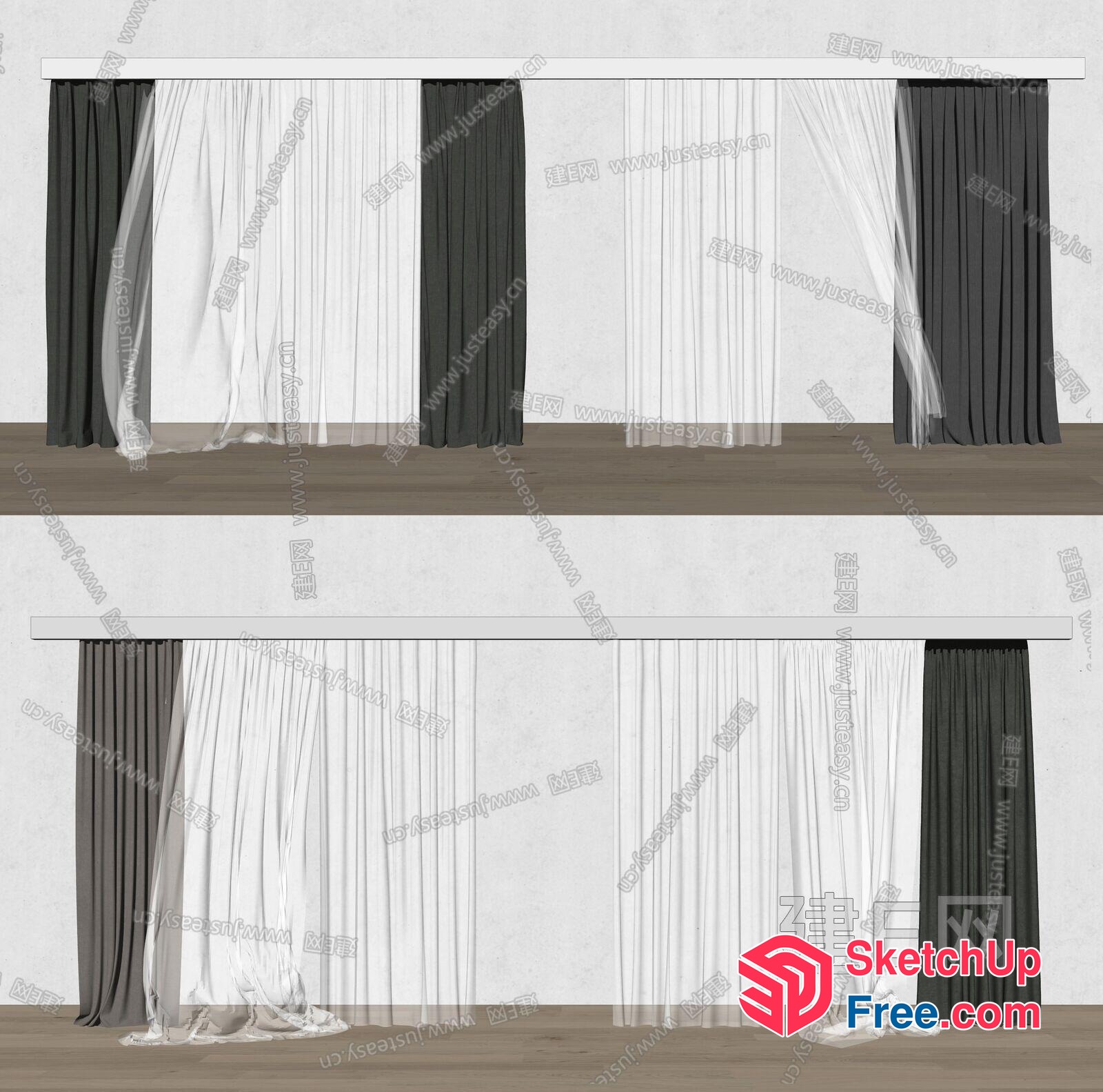Curtain Wall Partition With Classic Moulding 3D SketchUp File