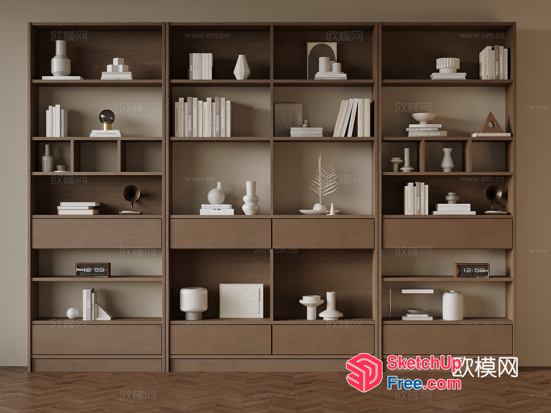 Modern Shelving Unit With Decorative Items 3D SketchUp File