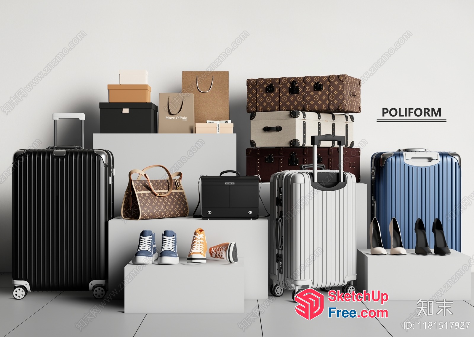 Poliform Luggage And Accessories Collection 3D SketchUp File