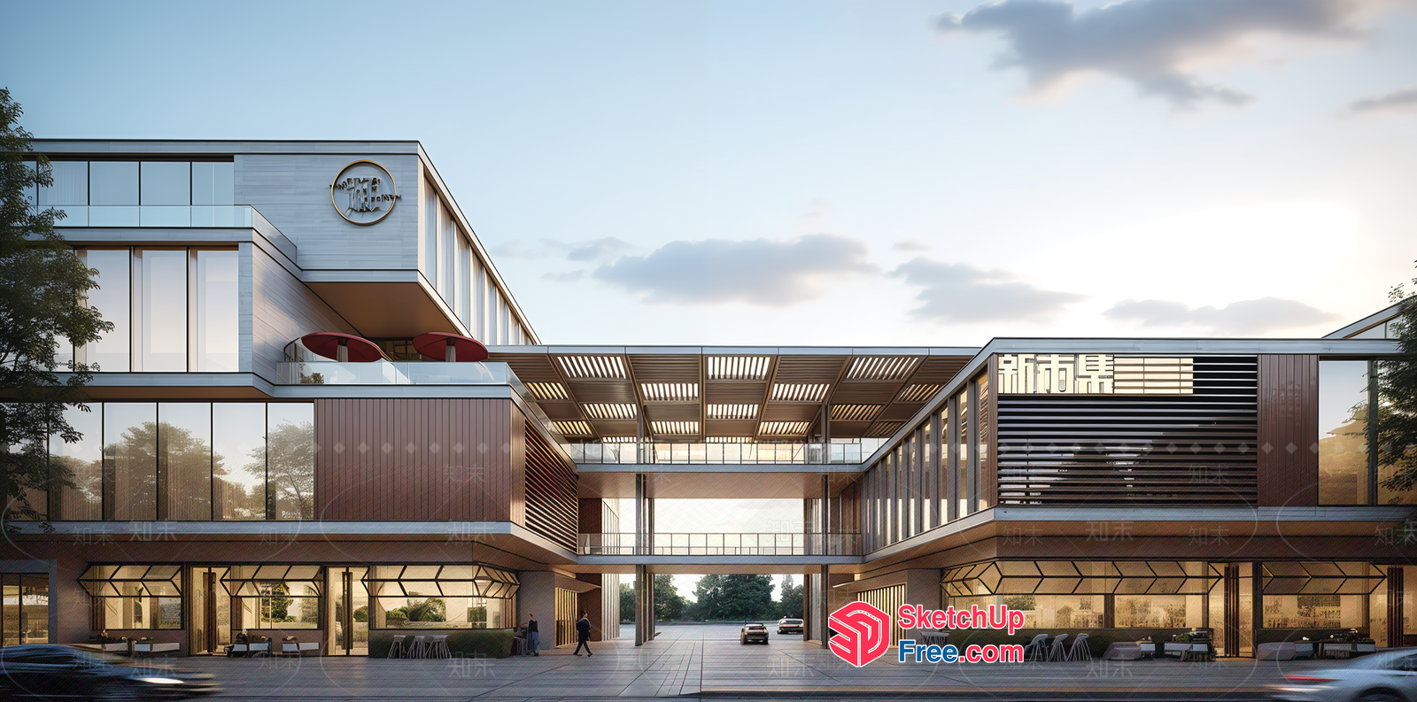 Commercial Street Cladding Building 3D SketchUp File