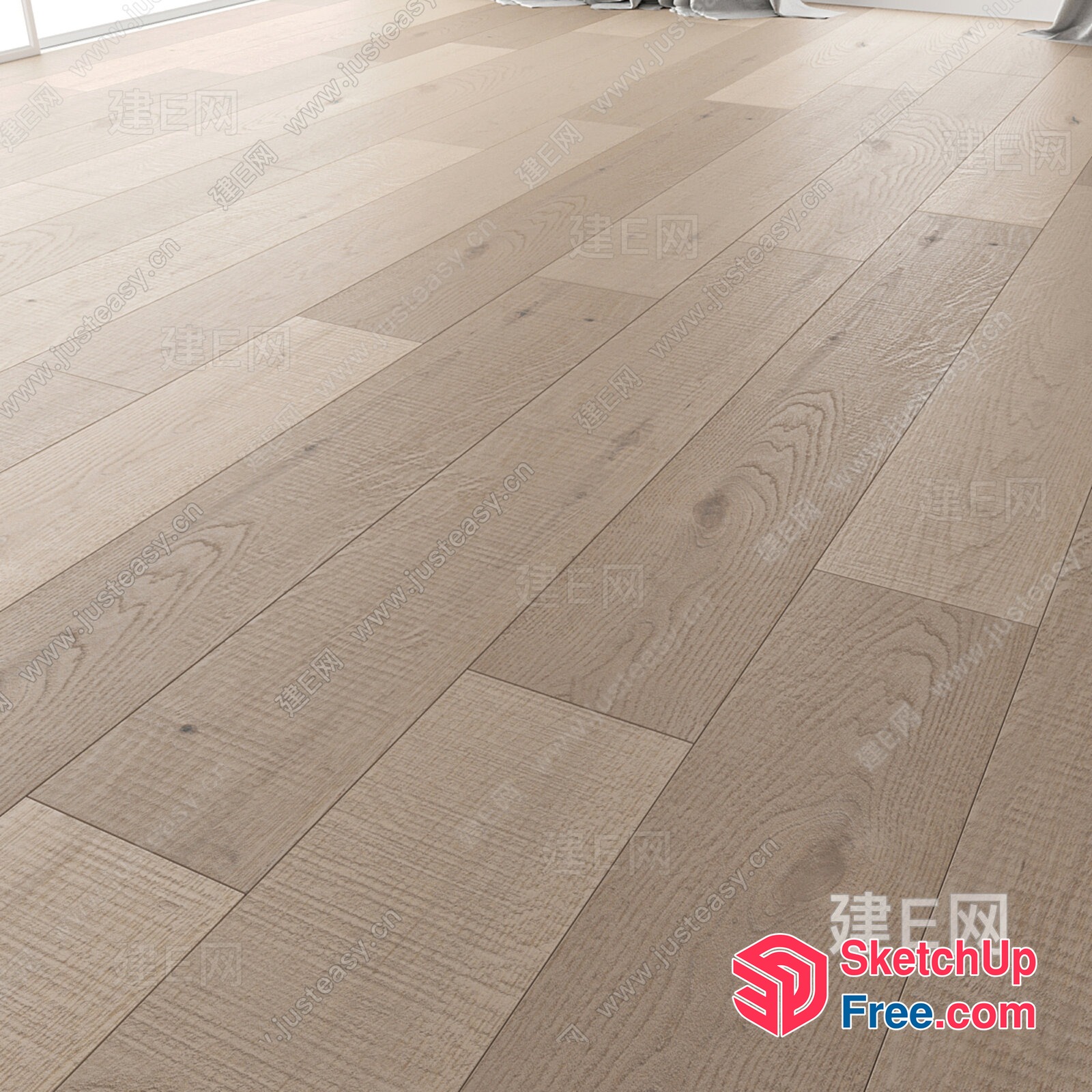 Elegant Light Wood Planks Flooring 3D SketchUp File