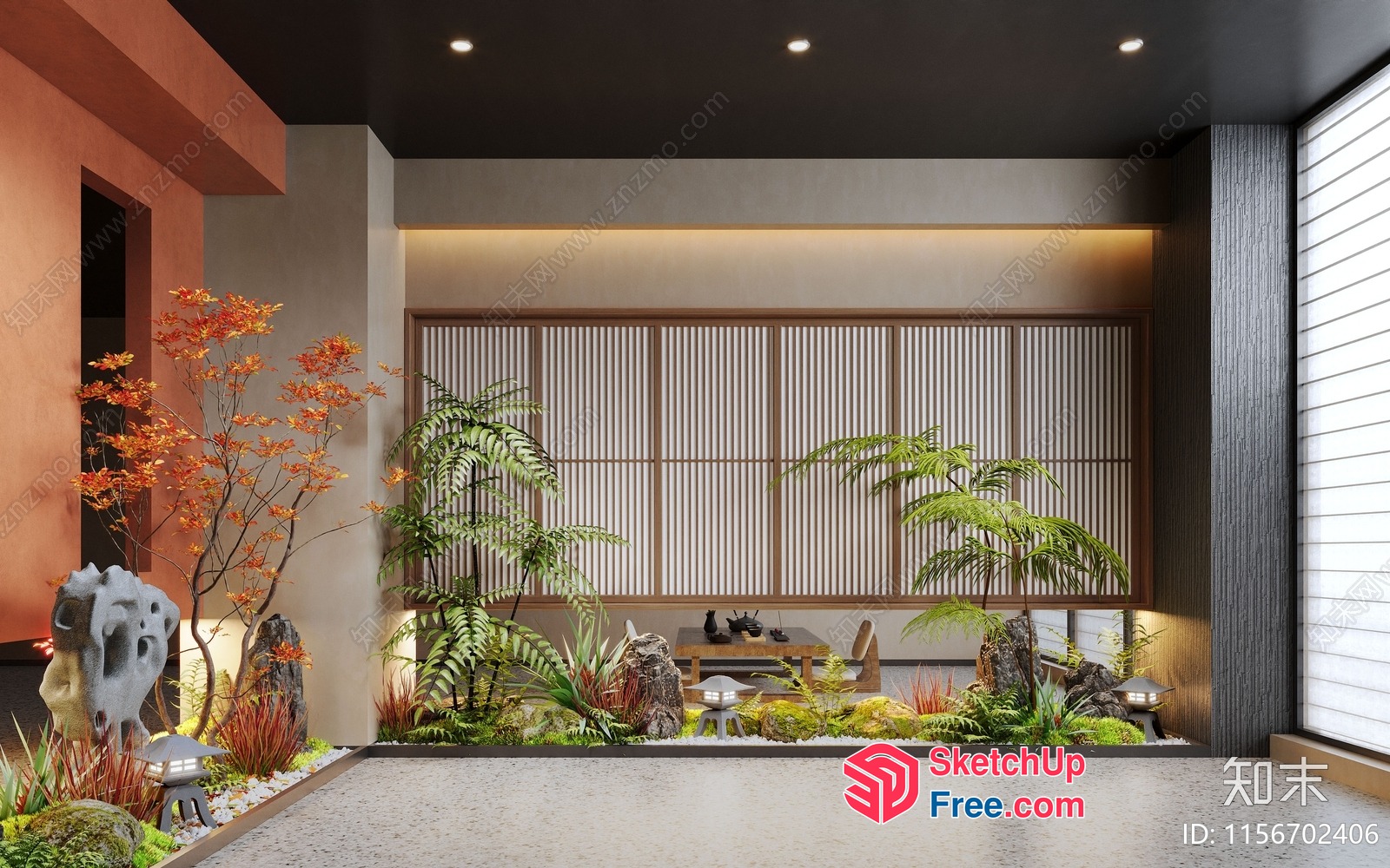 Elegant Japanese Style Interior With Modern Decor 3D SketchUp File