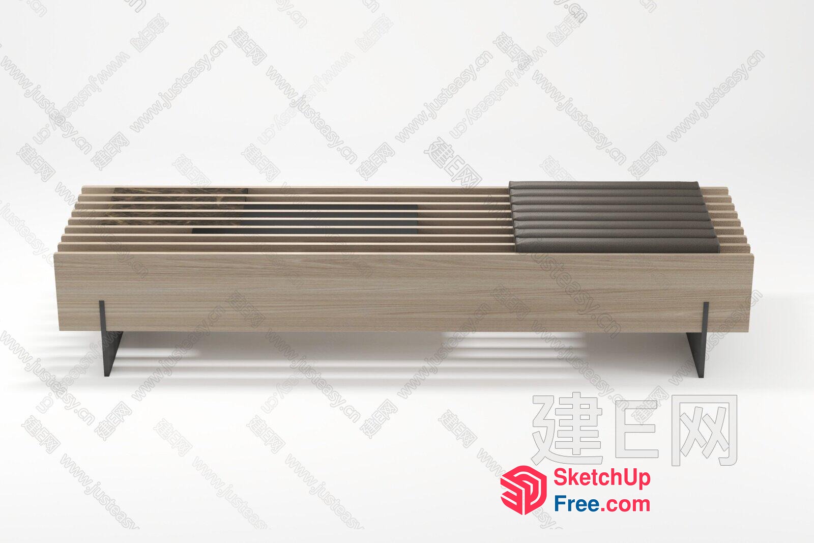 Modern Minimalist Japanese Style Wooden Bench 3D SketchUp File