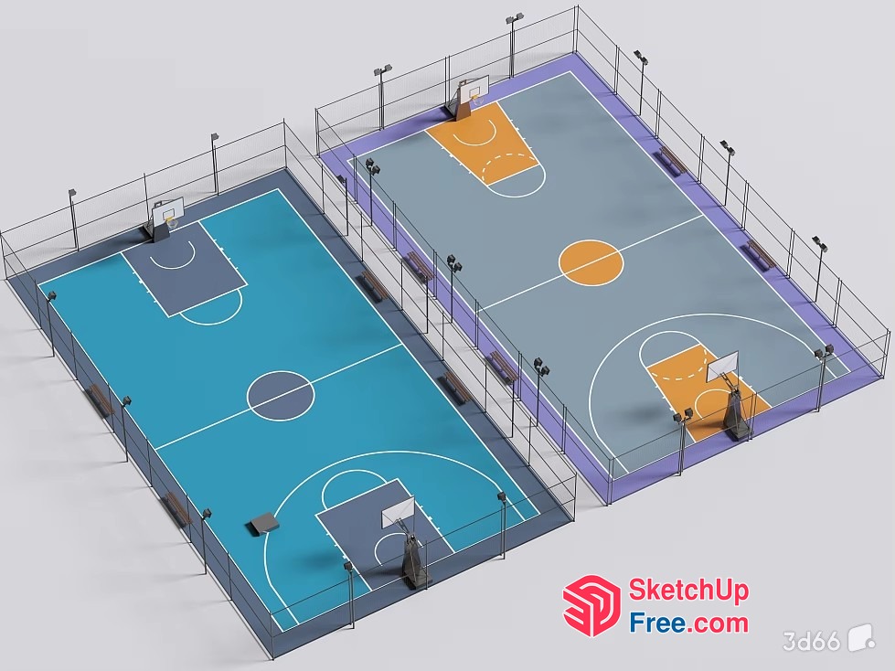 Basketball Court Interior 3D SketchUp File