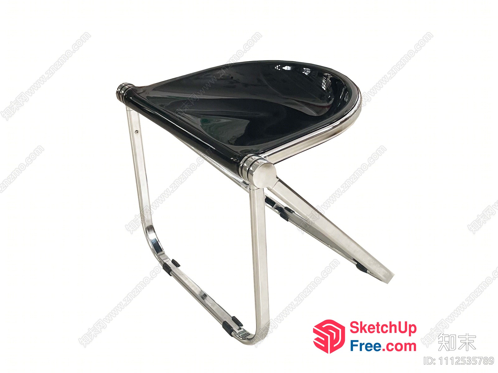 Clear Glass Stool With Black Seat 3D SketchUp File