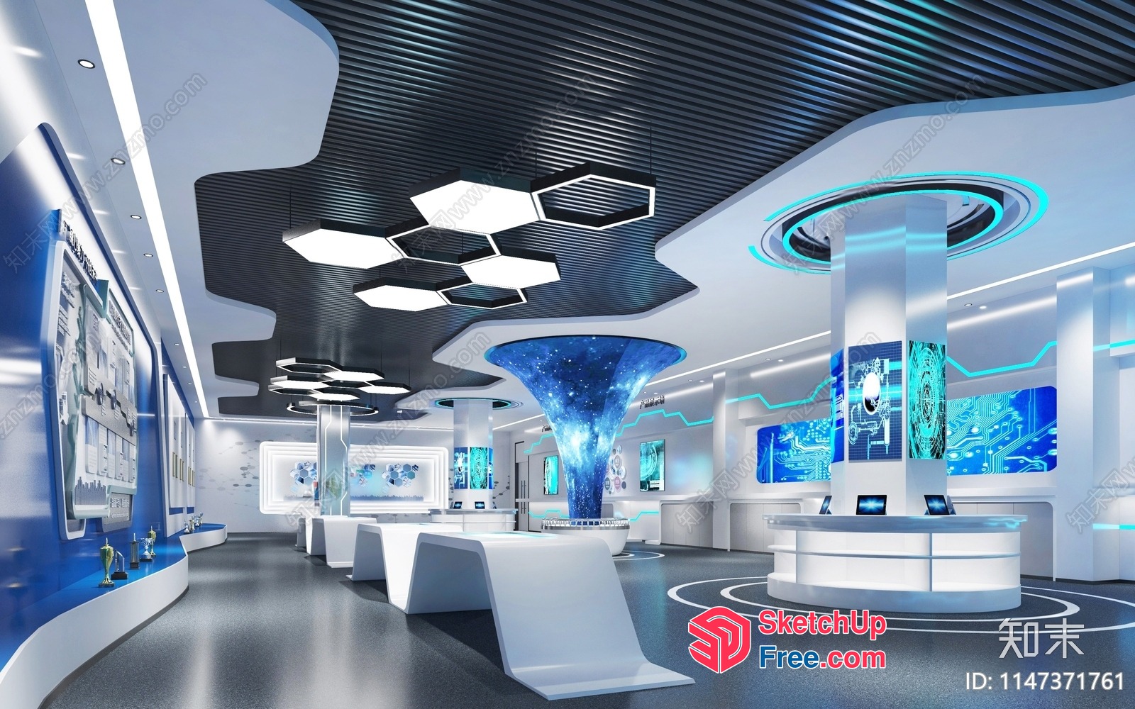 Futuristic Technology Showroom 3D SketchUp File