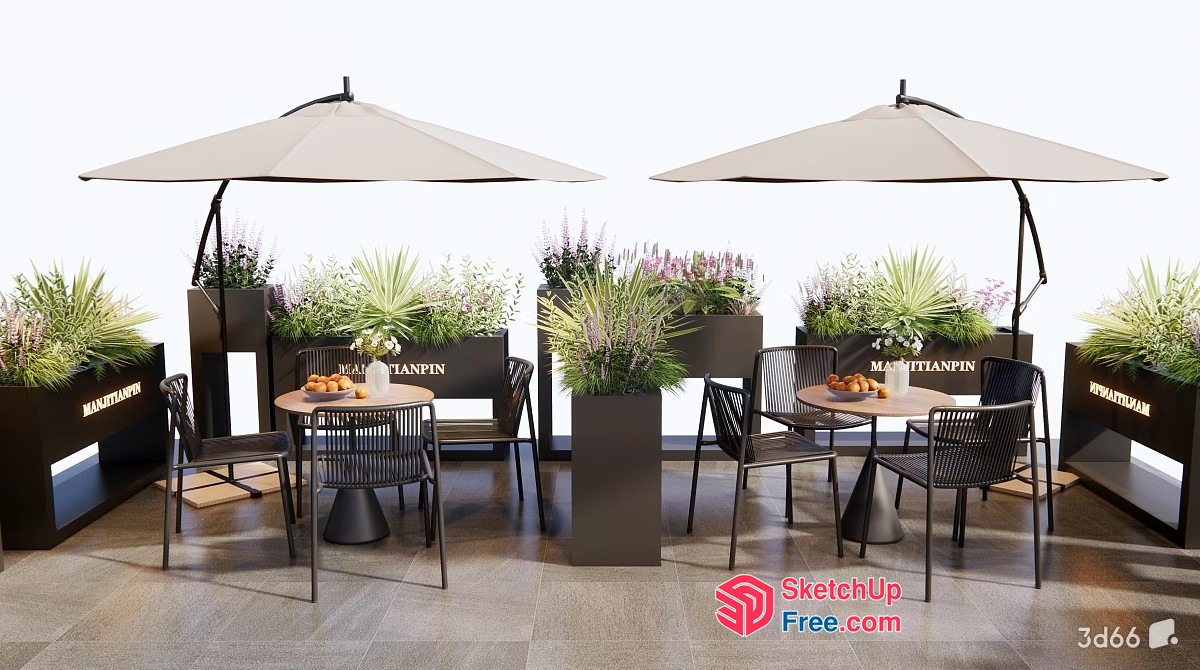 Outdoor Seating Area With Tables And Chairs 3D SketchUp File