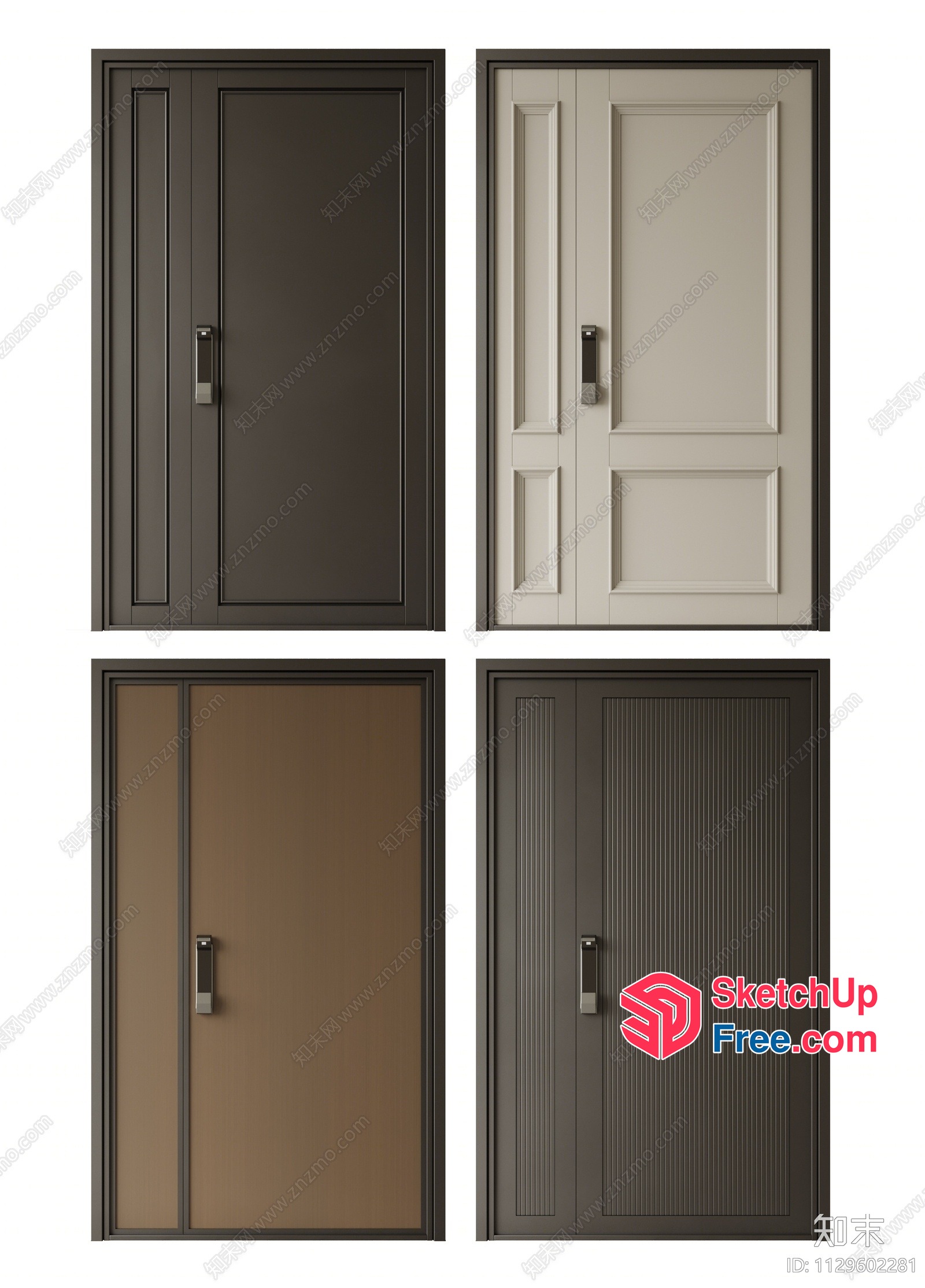 Four Doors In Different Styles 3D SketchUp File