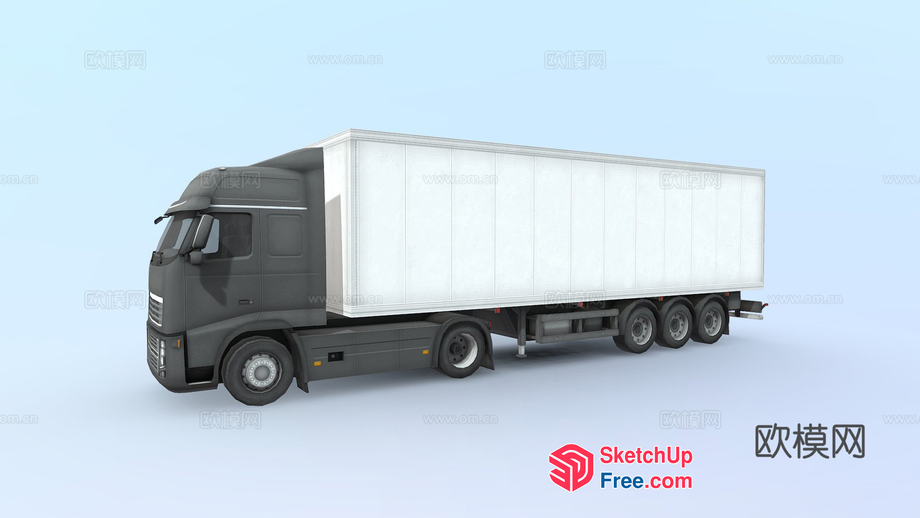 Truck With White Trailer 3D SketchUp File