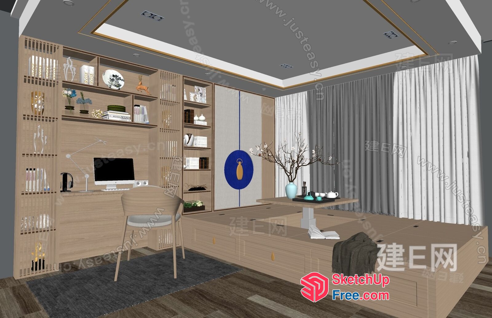 Modern Minimalist Office Space With Elegant Decor 3D SketchUp File