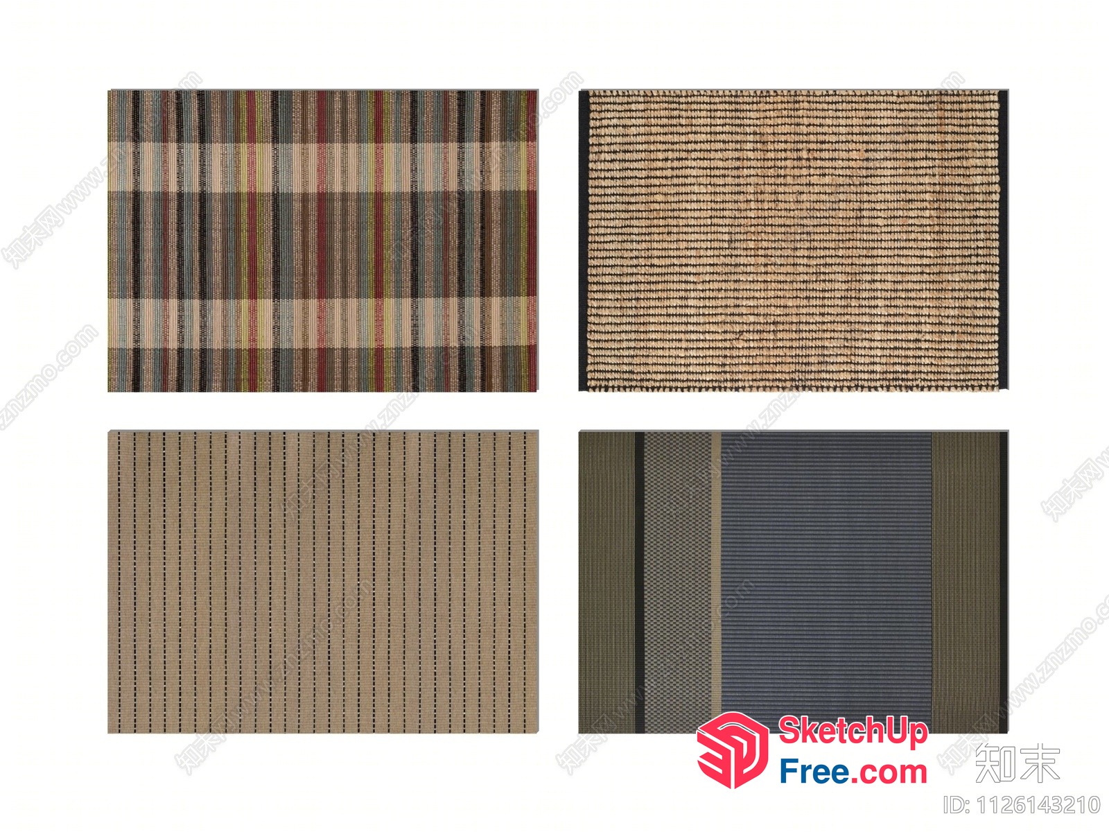 Rectangular Textured Rugs In Various Stripes 3D SketchUp File
