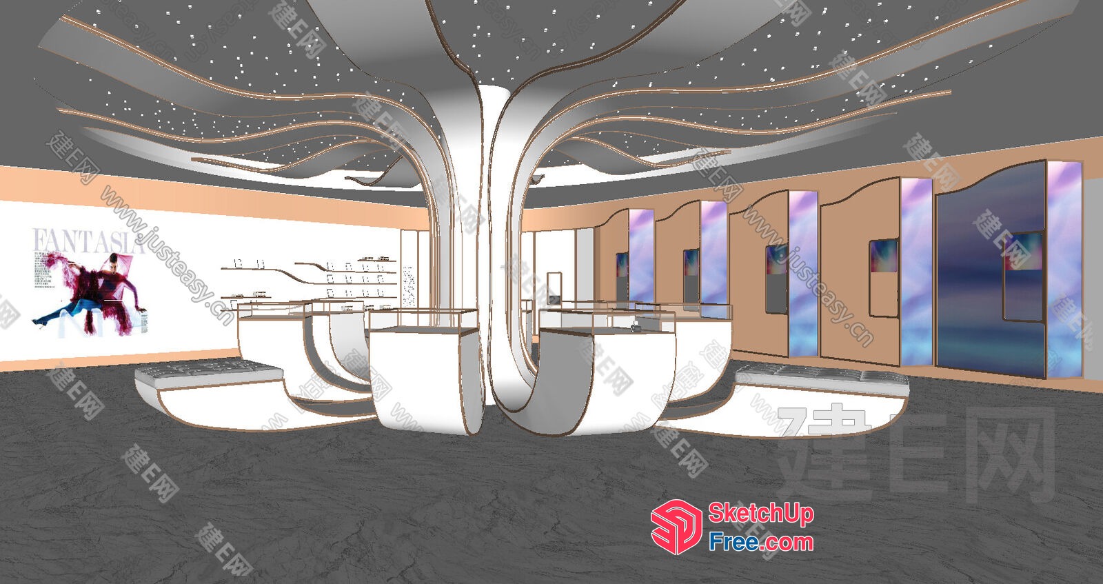 Futuristic Tree-Like Interior Design 3D SketchUp File