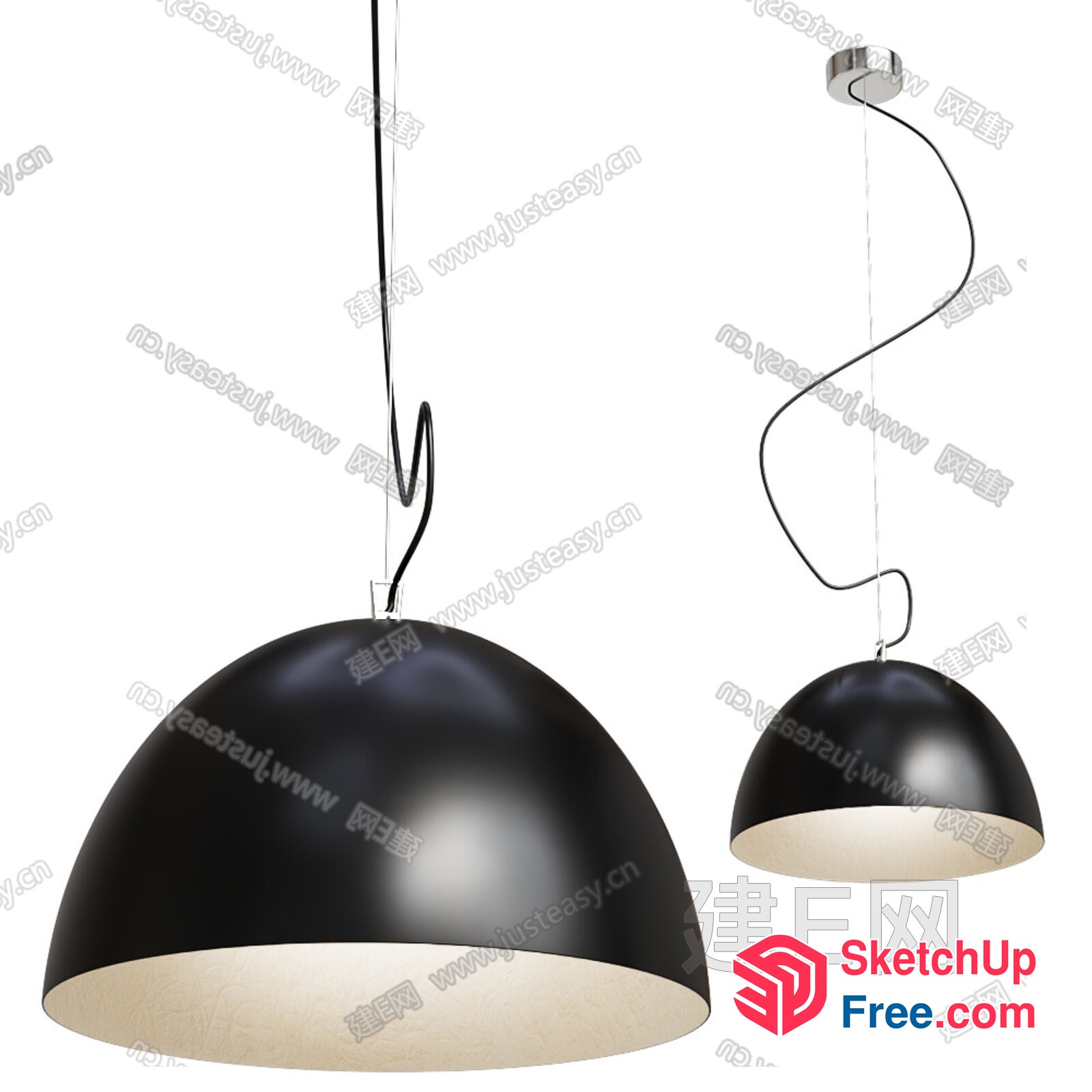 Two Large And Small Black Hanging Lights 3D SketchUp File