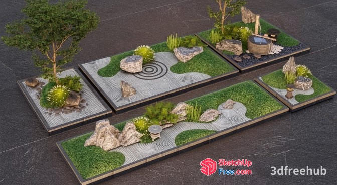 Serene Zen Garden Landscape 3D SketchUp File