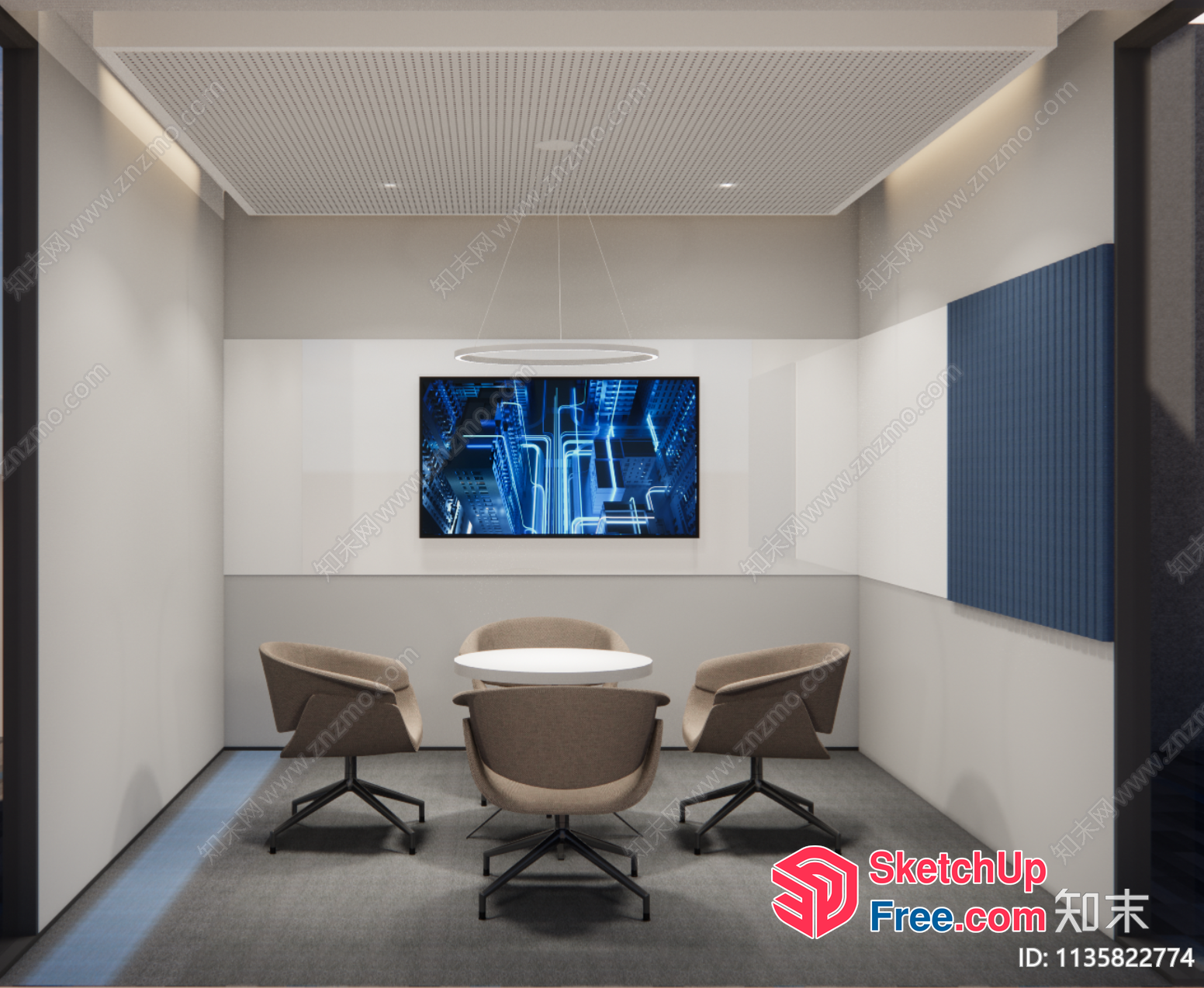 Modern Office Conference Room With Minimalist Decor 3D SketchUp File