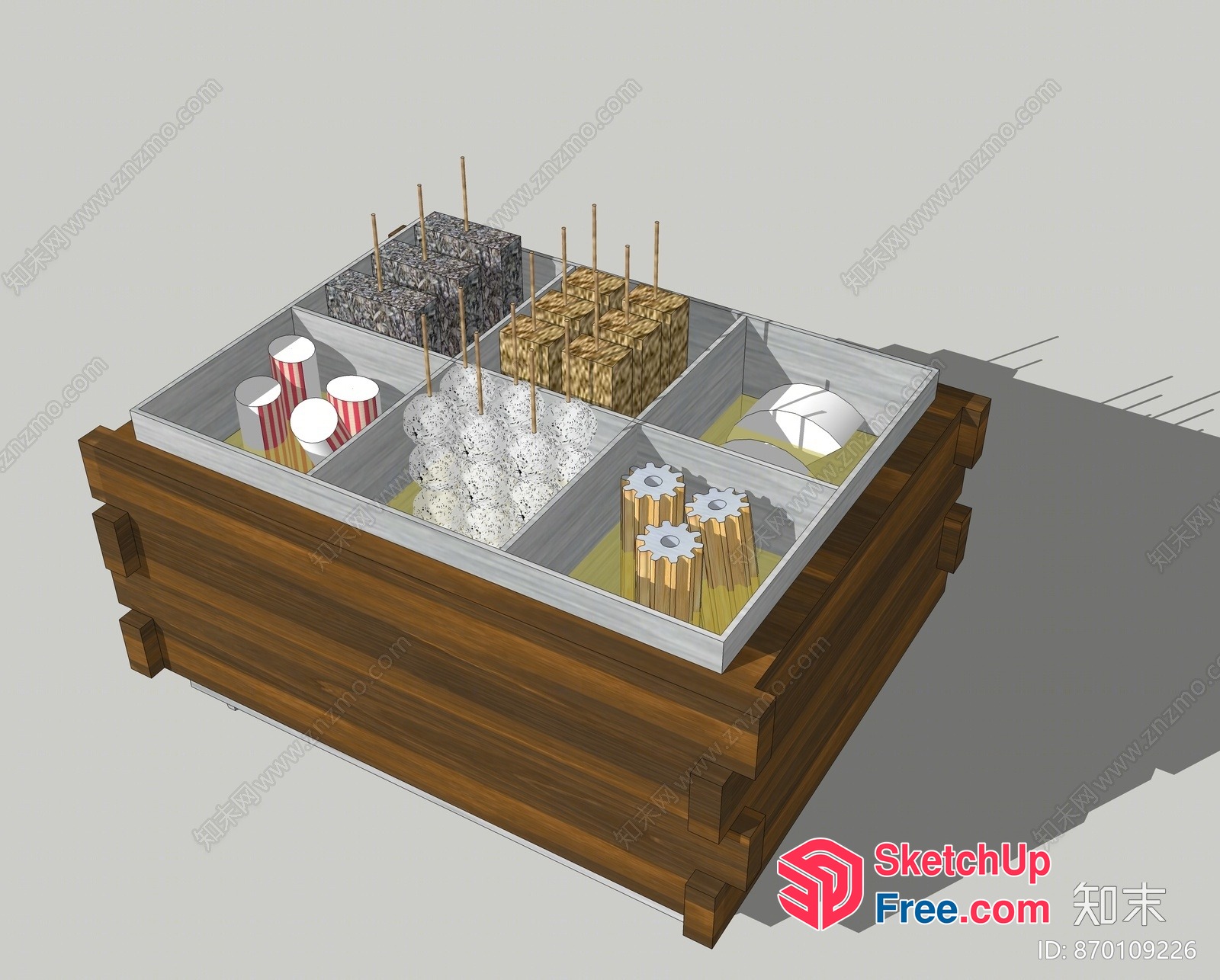 Wooden Box With Various Objects 3D SketchUp File