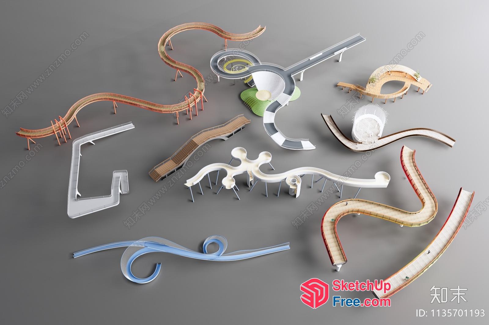 Modern Curved Track Furniture 3D SketchUp File