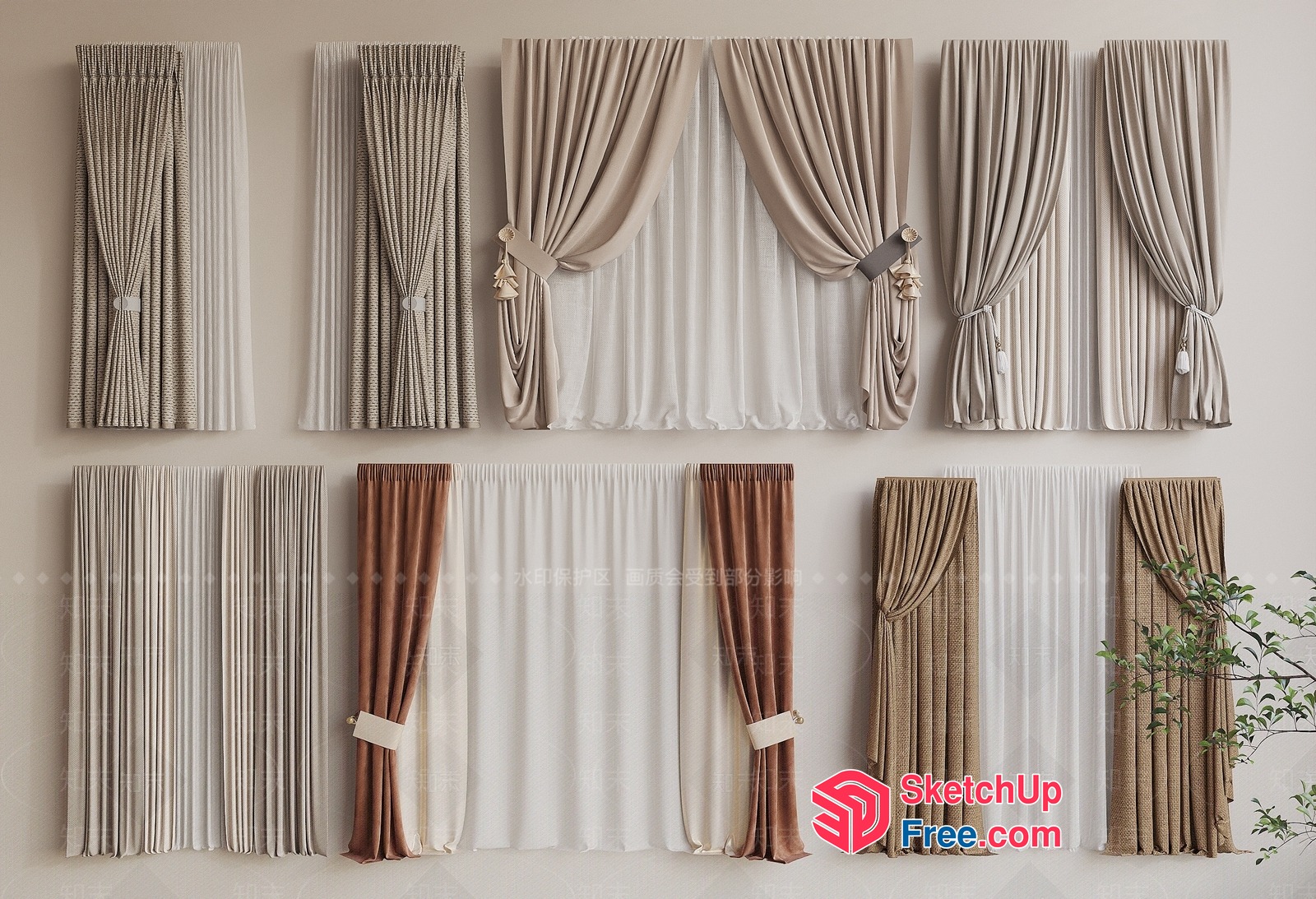 Elegant Window Treatments In Various Styles 3D SketchUp File
