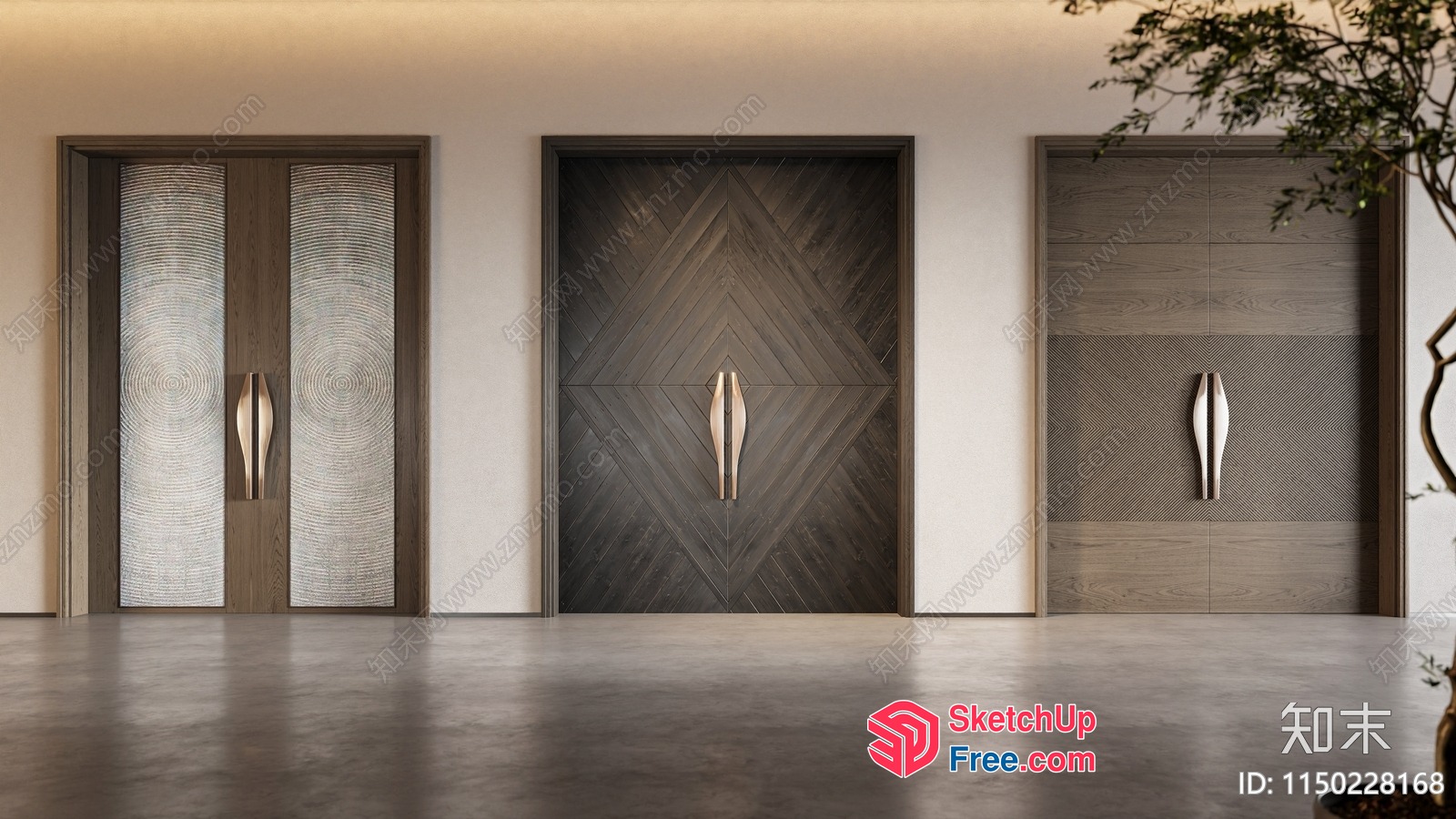 Modern Door Designs With Unique Handles 3D SketchUp File