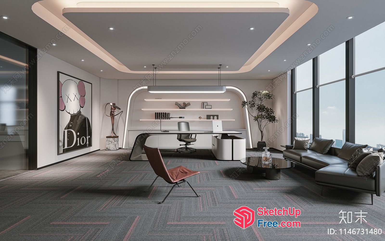 Modern Office Space With Dior Artwork And Sleek Furniture 3D SketchUp File