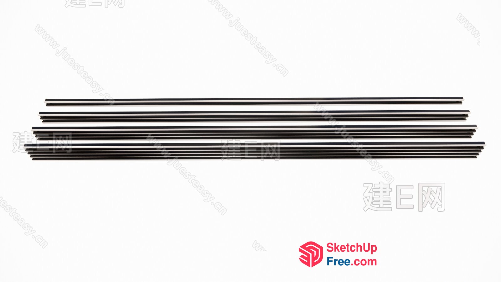 Horizontal Black And White Lines On A White Background 3D SketchUp File