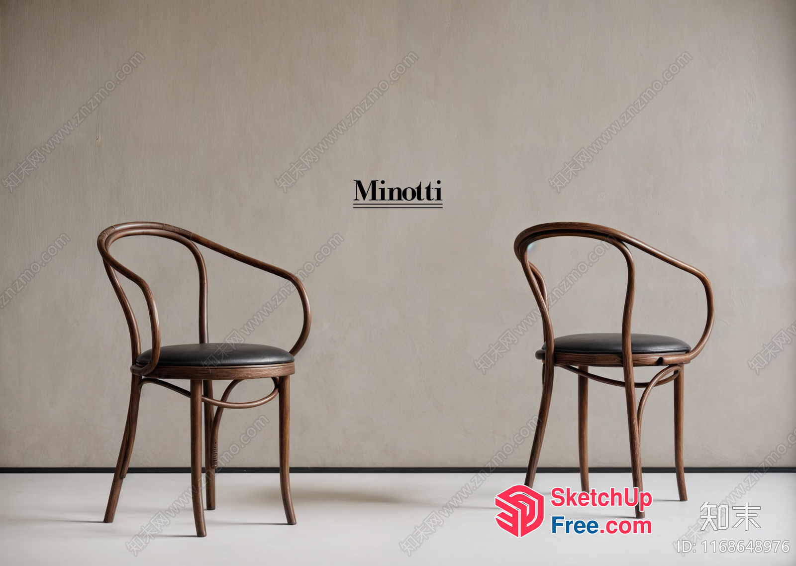 Two Minotti Chairs In A Minimalist Setting 3D SketchUp File