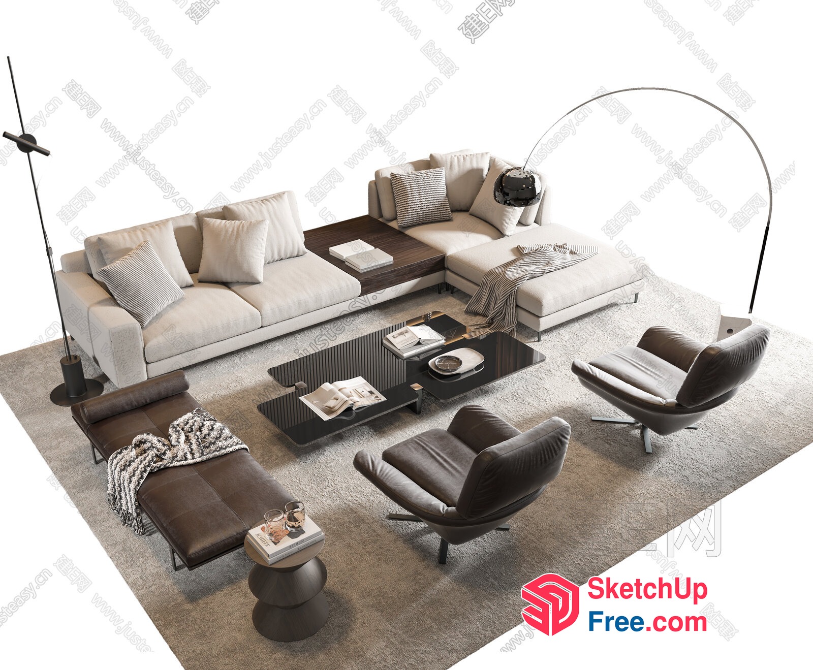 Modern Living Room With Neutral Color Scheme And Minimalist Decor 3D SketchUp File