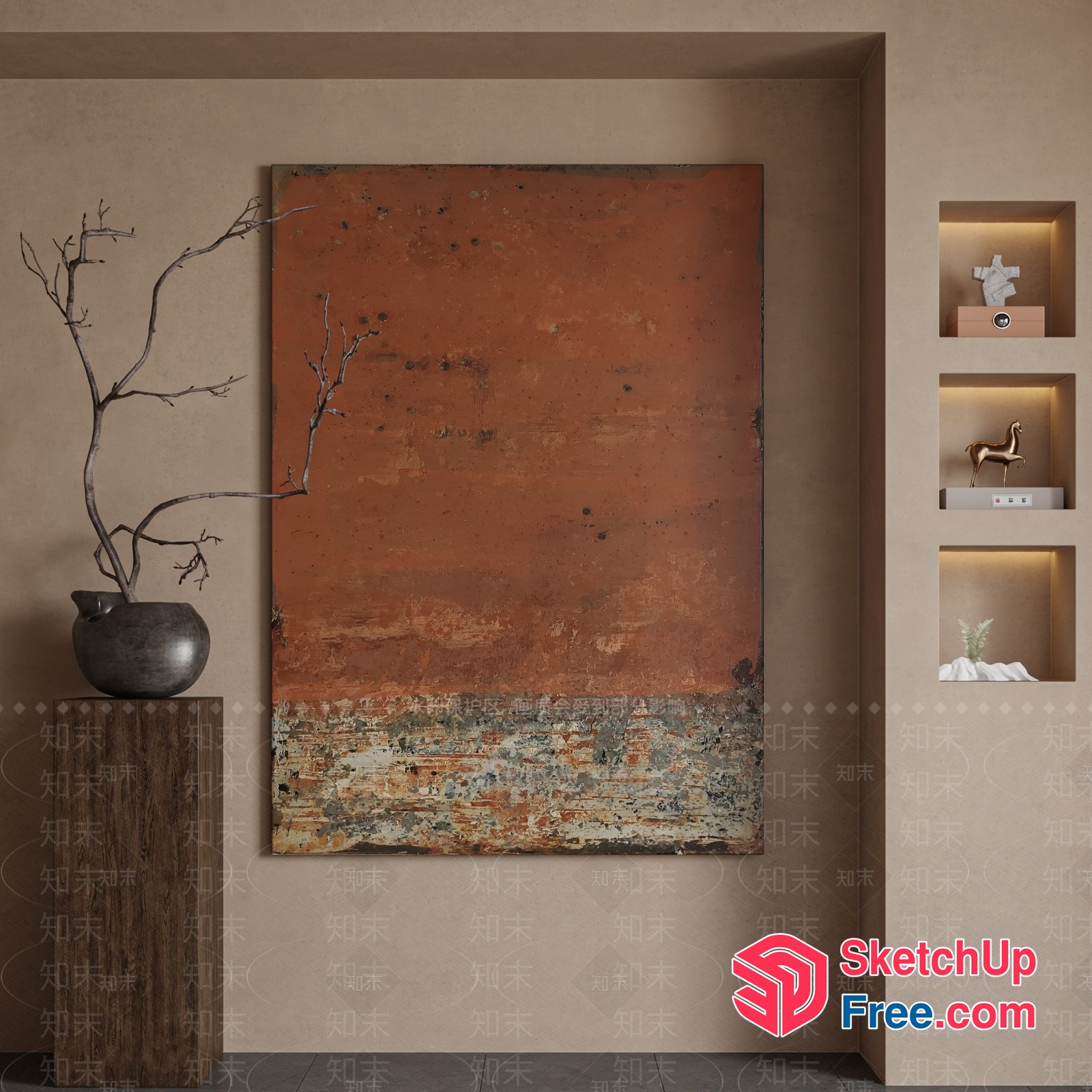 Minimalist Artwork In Rustic Earth Tones 3D SketchUp File