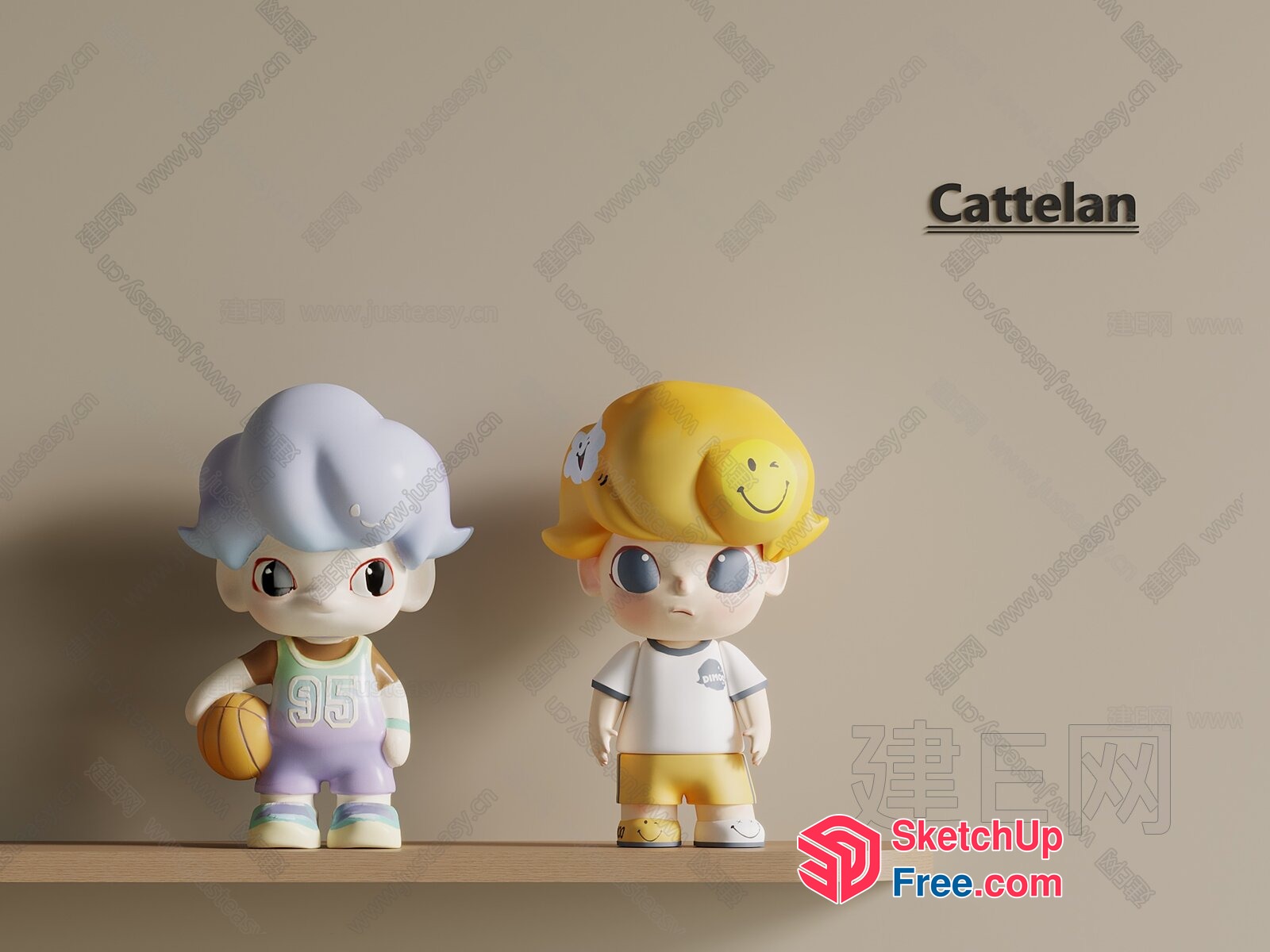 Cute Cartoon Characters On A Shelf 3D SketchUp File