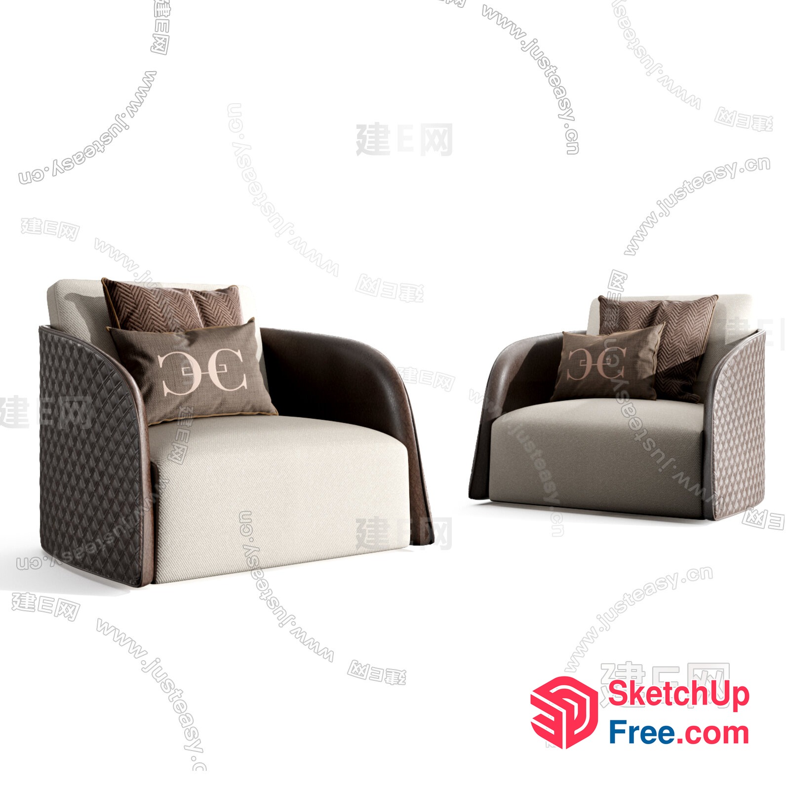 Elegant Modern Accent Chair Set 3D SketchUp File