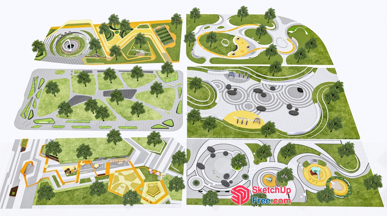 Modern Park Design With Unique Features And Landscaping 3D SketchUp File