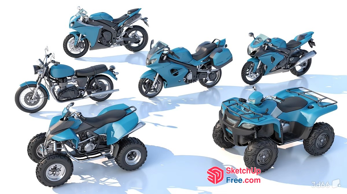 Blue Motorcycles And Atvs 3D SketchUp File