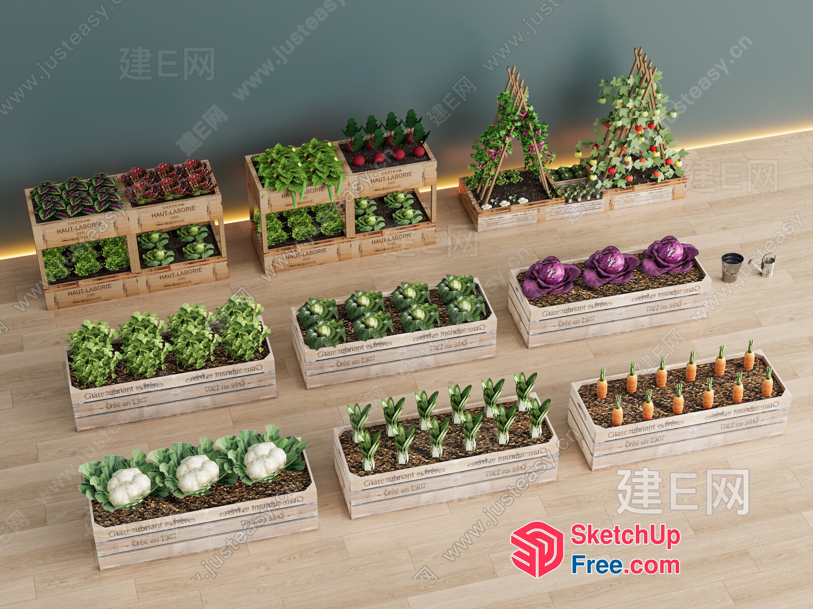 Indoor Vegetable Garden Arrangement 3D SketchUp File