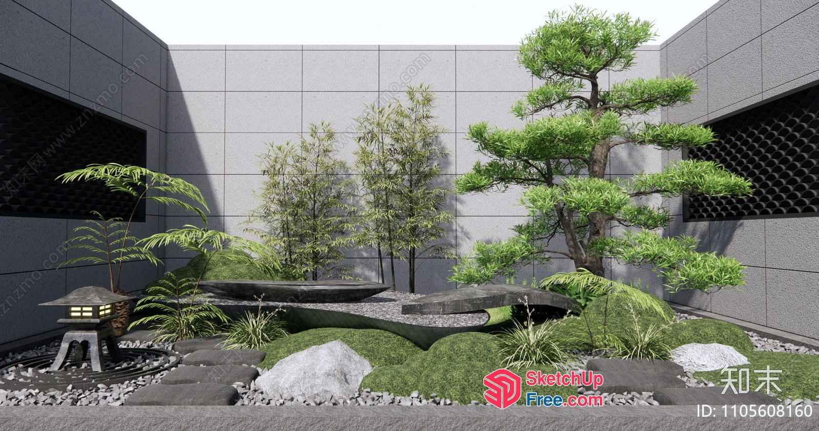 Japanese Inspired Garden Scene 3D SketchUp File