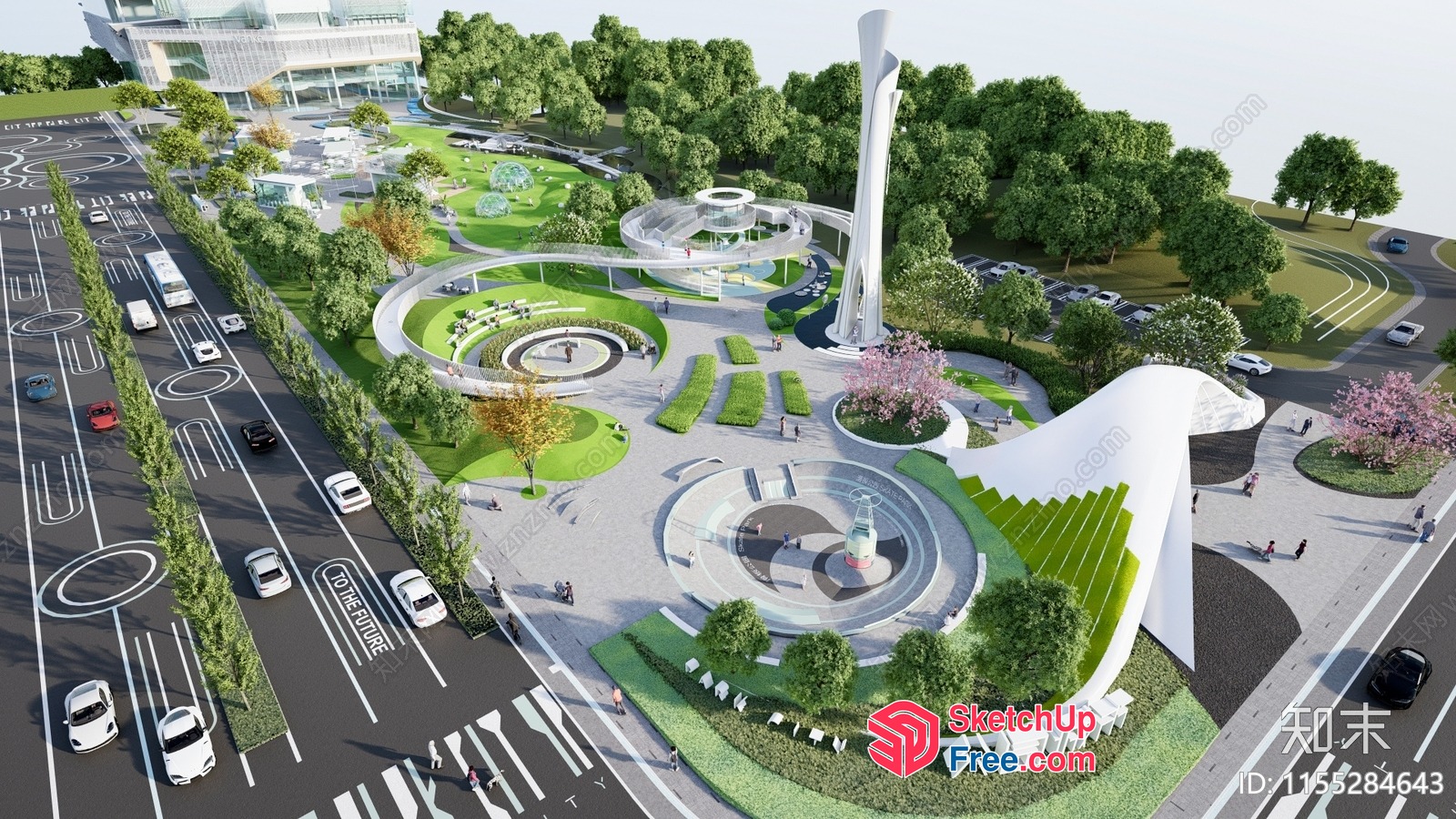 Modern Urban Park Design With Unique Architecture 3D SketchUp File