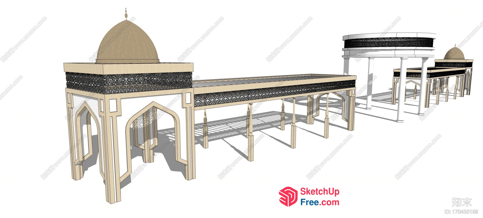 Elegant Arabic Style Mosque Interior 3D SketchUp File